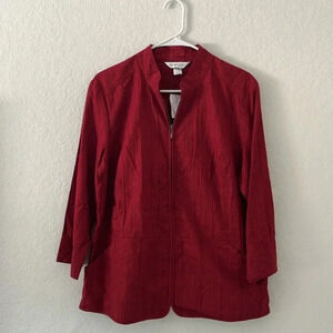 NWT 100% cotton jacket christopher & banks lightweight full zipper jacket red